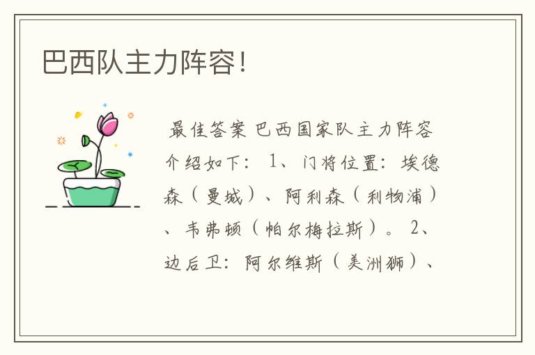 巴西队主力阵容!