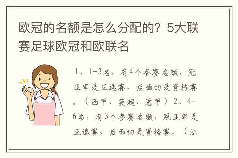 欧冠的名额是怎么分配的?5大联赛足球欧冠和欧联名