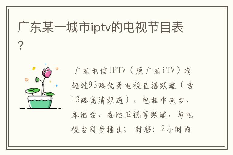 广东某一城市iptv的电视节目表?