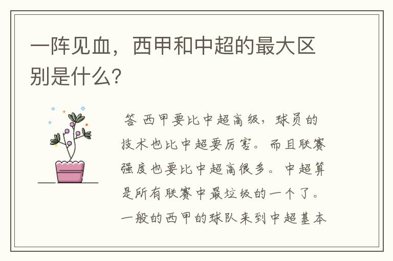 一阵见血,西甲和中超的最大区别是什么?