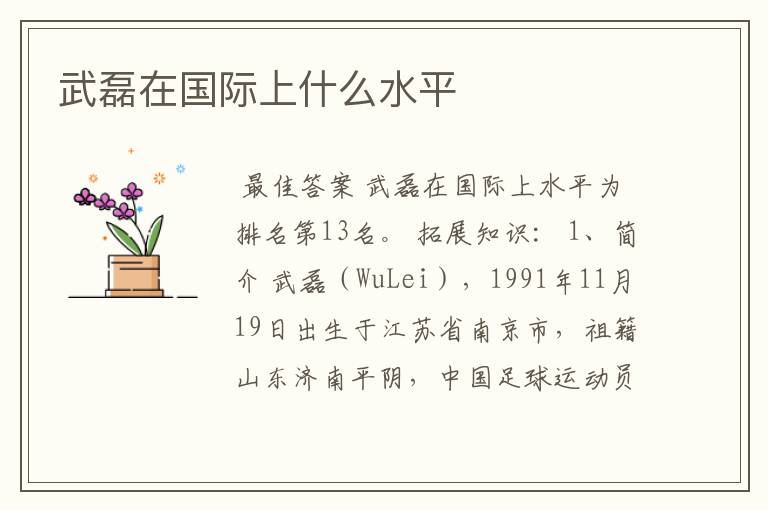 武磊在国际上什么水平