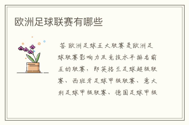 欧洲足球联赛有哪些