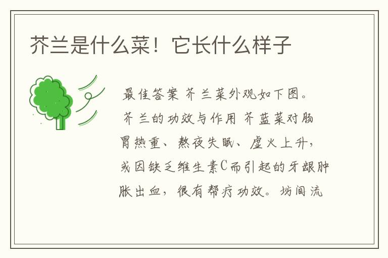 芥兰是什么菜!它长什么样子