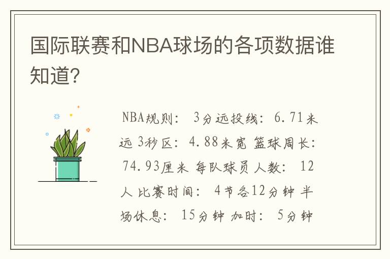 国际联赛和NBA球场的各项数据谁知道?