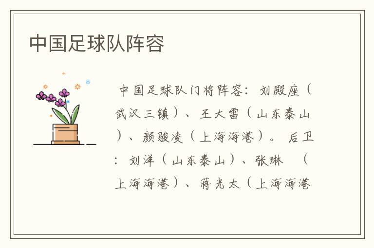 中国足球队阵容