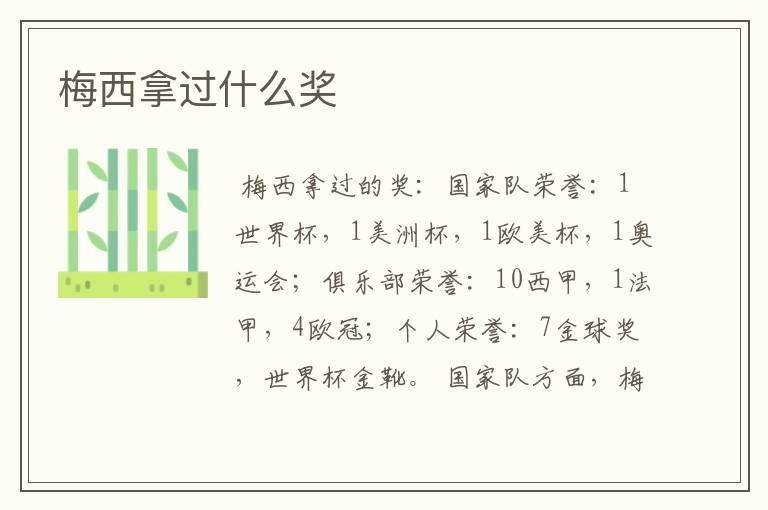 梅西拿过什么奖