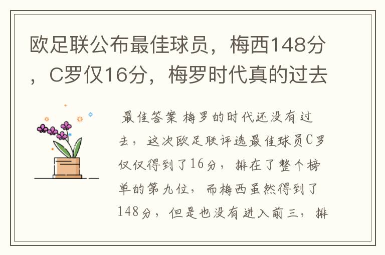 欧足联公布最佳球员,梅西148分,C罗仅16分,梅罗时代真的过去了吗?