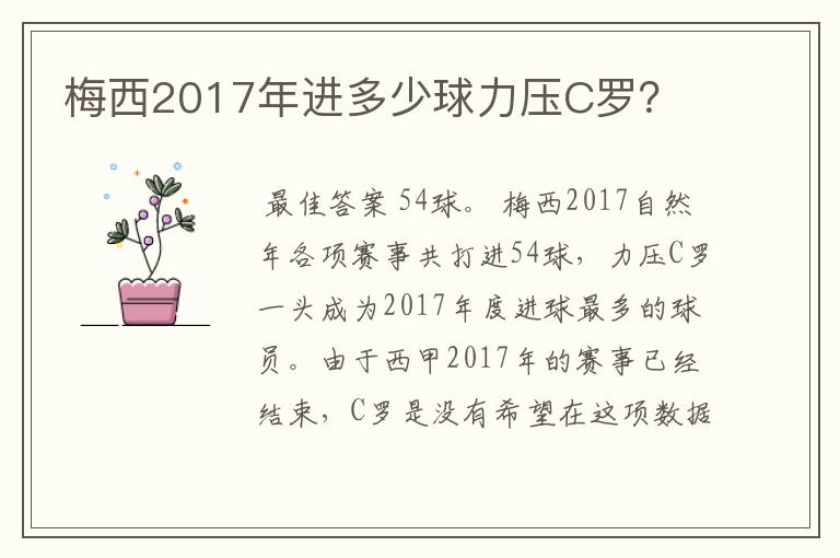 梅西2017年进多少球力压C罗?