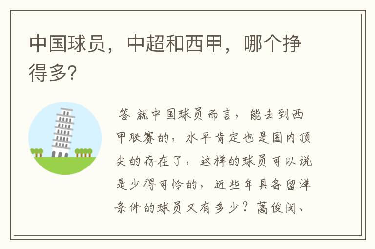 中国球员,中超和西甲,哪个挣得多?