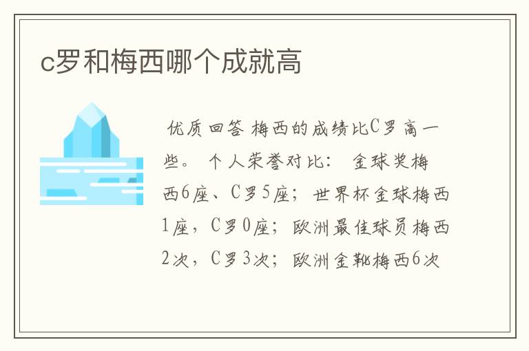 c罗和梅西哪个成就高