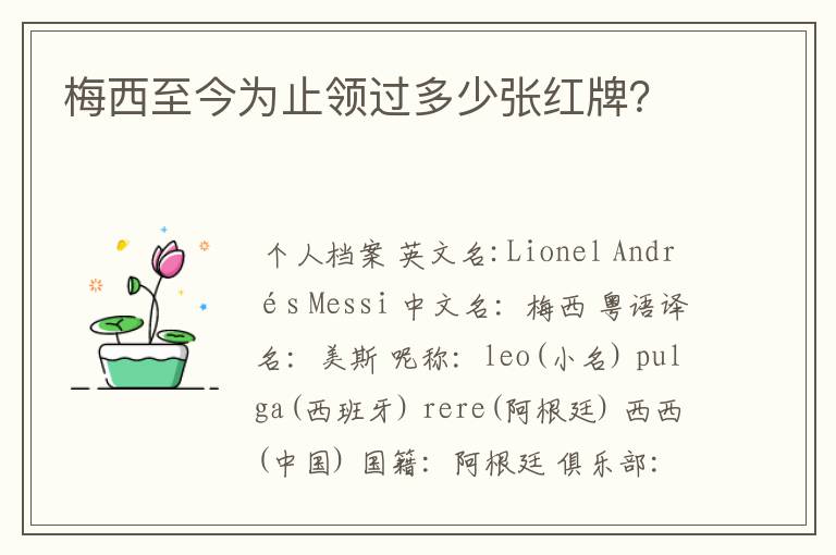 梅西至今为止领过多少张红牌?