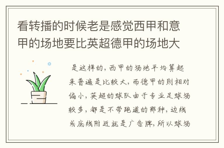 看转播的时候老是感觉西甲和意甲的场地要比英超德甲的场地大很多,