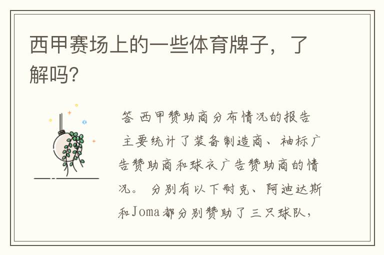 西甲赛场上的一些体育牌子,了解吗?