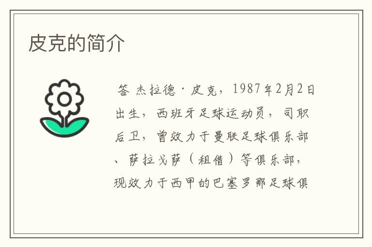 皮克的简介