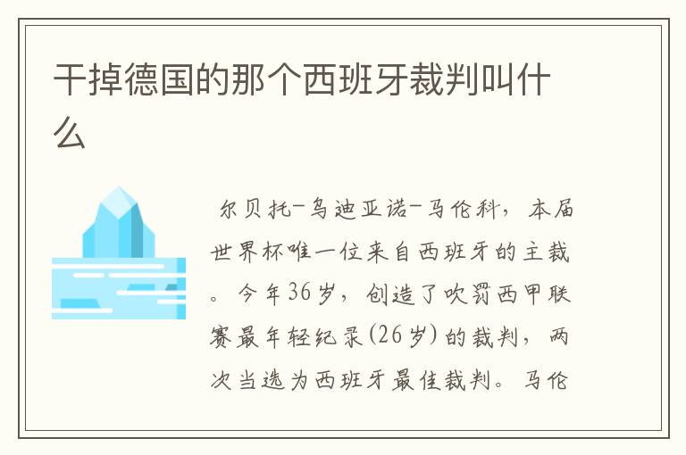 干掉德国的那个西班牙裁判叫什么