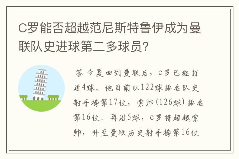 C罗能否超越范尼斯特鲁伊成为曼联队史进球第二多球员?