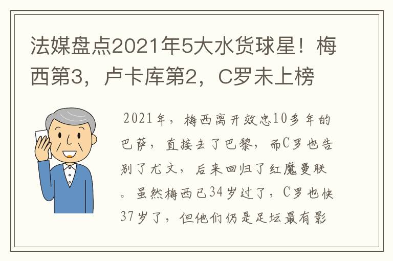 法媒盘点2021年5大水货球星!梅西第3,卢卡库第2,C罗未上榜