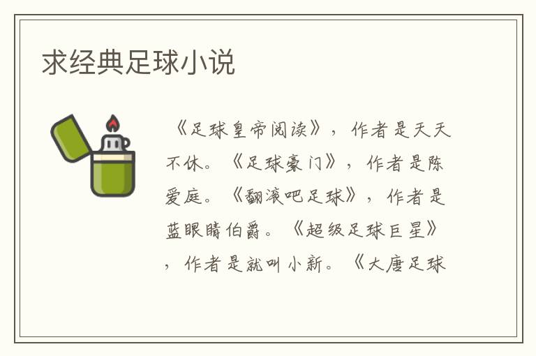求经典足球小说
