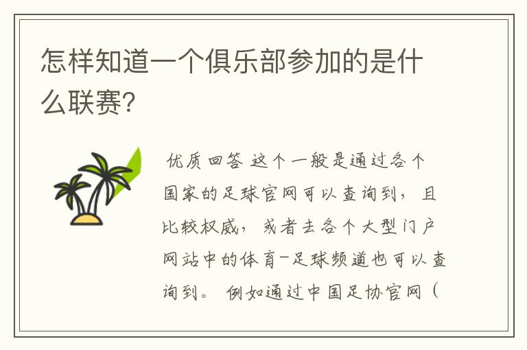 怎样知道一个俱乐部参加的是什么联赛?