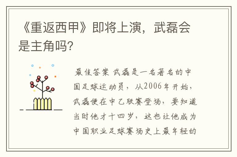 《重返西甲》即将上演,武磊会是主角吗?