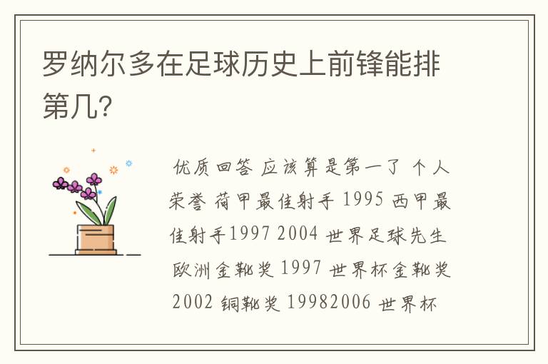 罗纳尔多在足球历史上前锋能排第几?