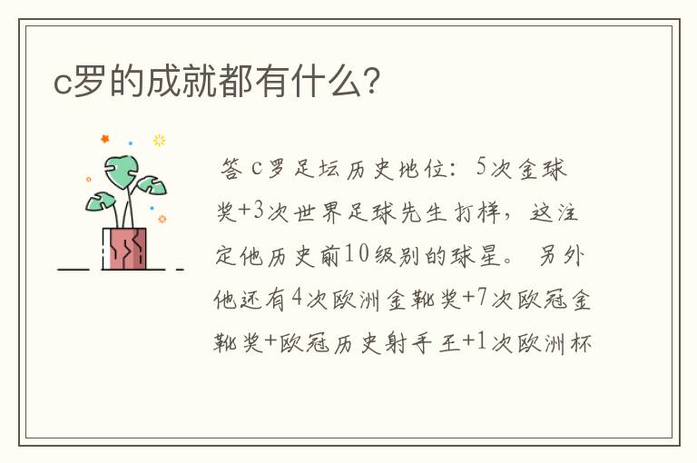 c罗的成就都有什么？