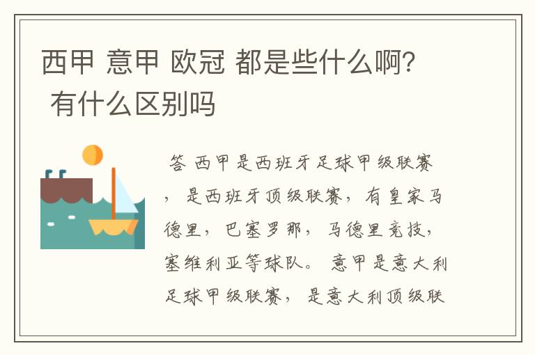 西甲 意甲 欧冠 都是些什么啊? 有什么区别吗