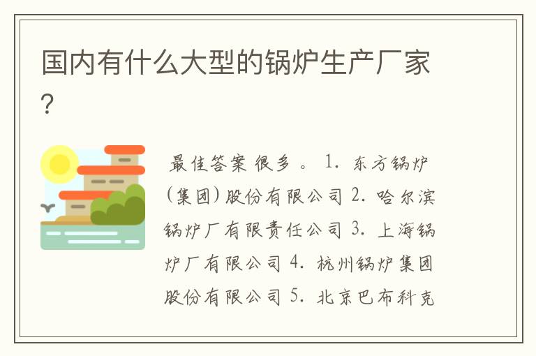 国内有什么大型的锅炉生产厂家？