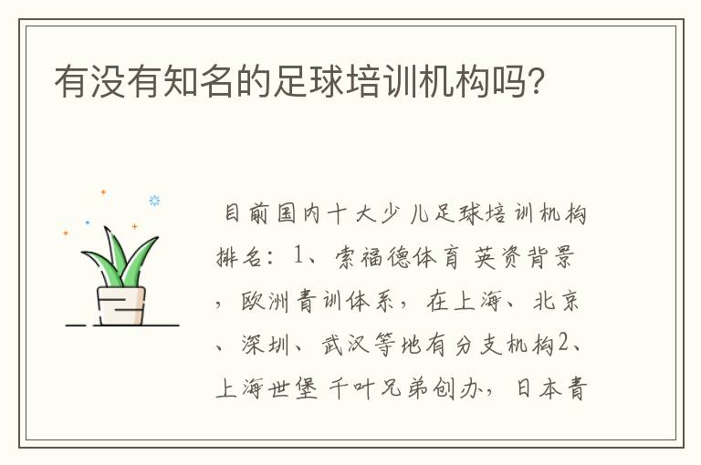 有没有知名的足球培训机构吗?