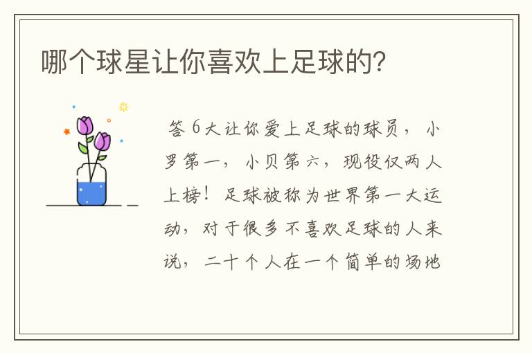 哪个球星让你喜欢上足球的?