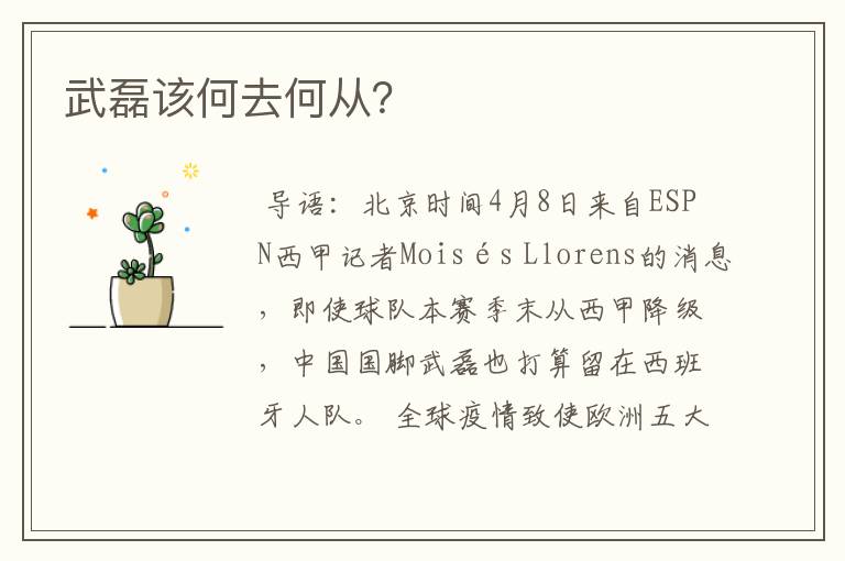 武磊该何去何从?