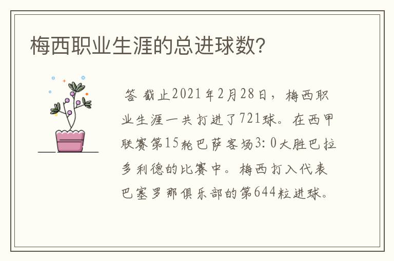梅西职业生涯的总进球数?