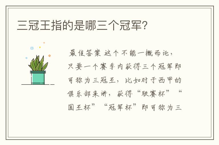 三冠王指的是哪三个冠军?
