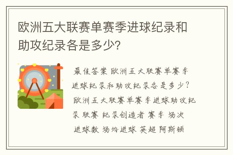 欧洲五大联赛单赛季进球纪录和助攻纪录各是多少?