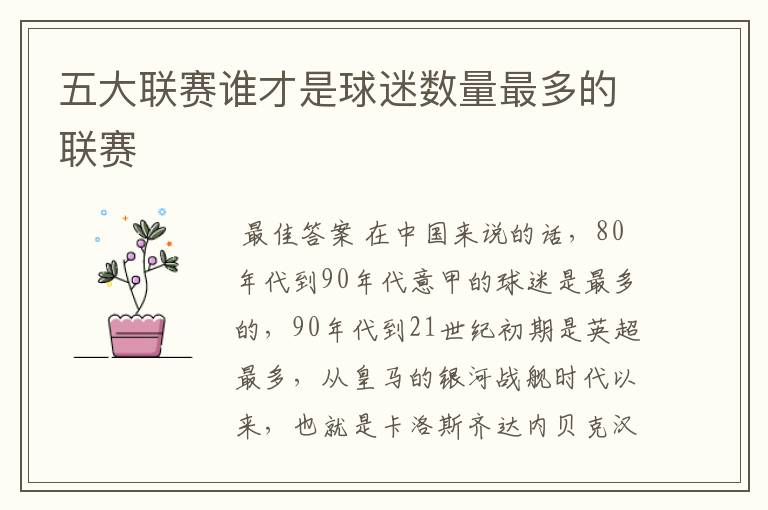 五大联赛谁才是球迷数量最多的联赛