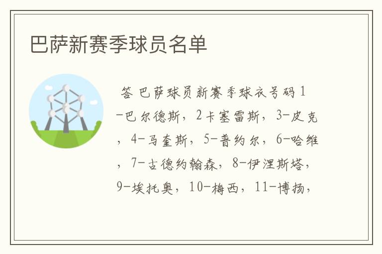 巴萨新赛季球员名单