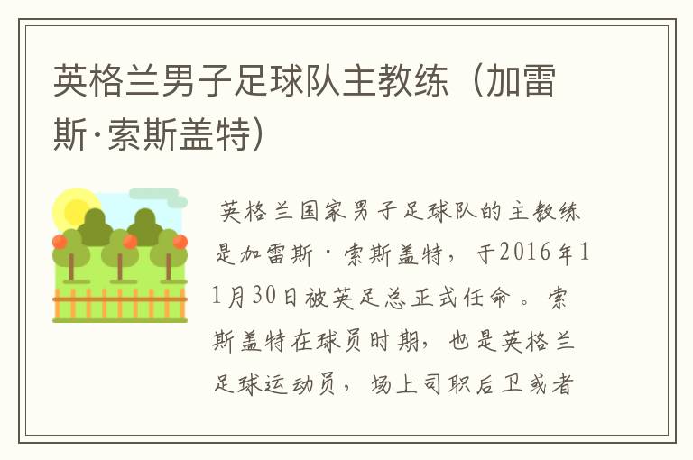 英格兰男子足球队主教练(加雷斯·索斯盖特)