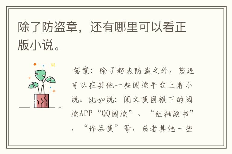 除了防盗章,还有哪里可以看正版小说。