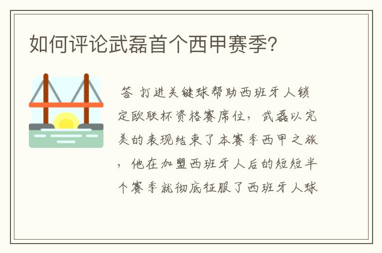 如何评论武磊首个西甲赛季?