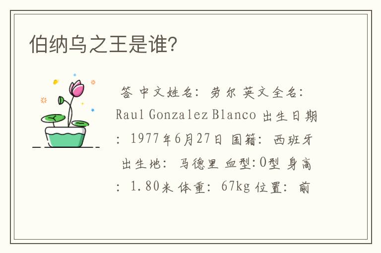 伯纳乌之王是谁?