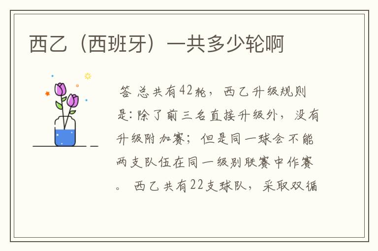 西乙(西班牙)一共多少轮啊