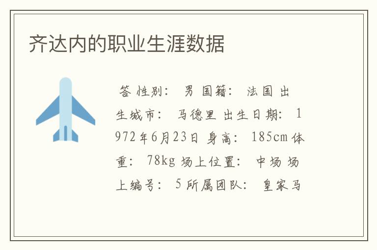 齐达内的职业生涯数据