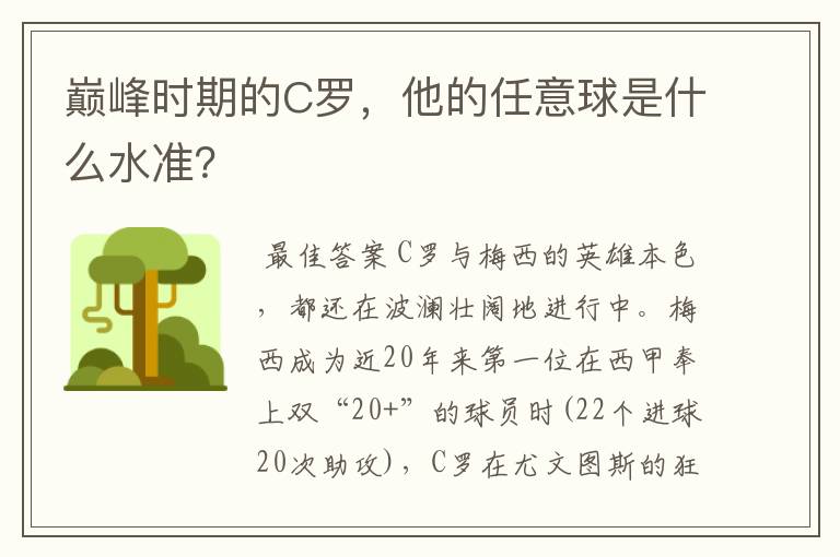 巅峰时期的C罗,他的任意球是什么水准?