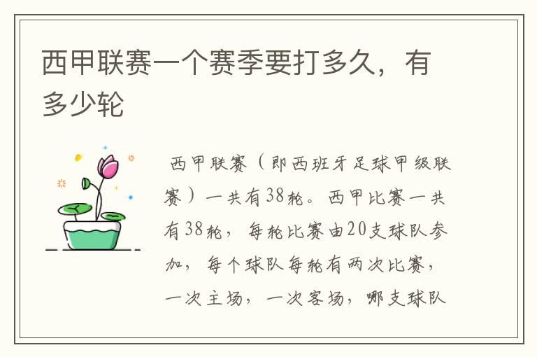 西甲联赛一个赛季要打多久,有多少轮
