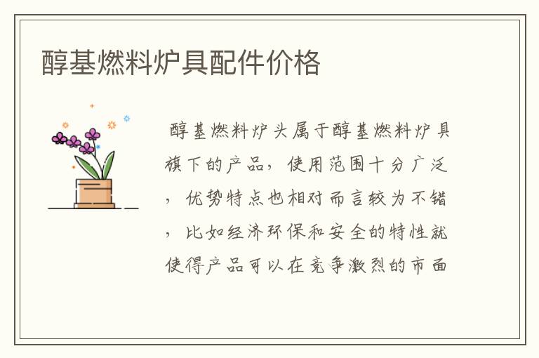 醇基燃料炉具配件价格