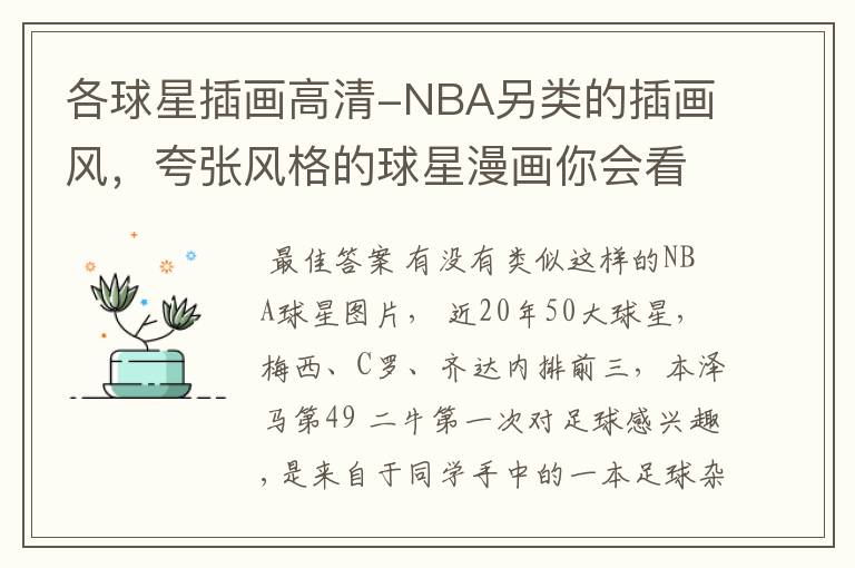 各球星插画高清-NBA另类的插画风,夸张风格的球星漫画你会看吗