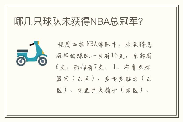 哪几只球队未获得NBA总冠军?