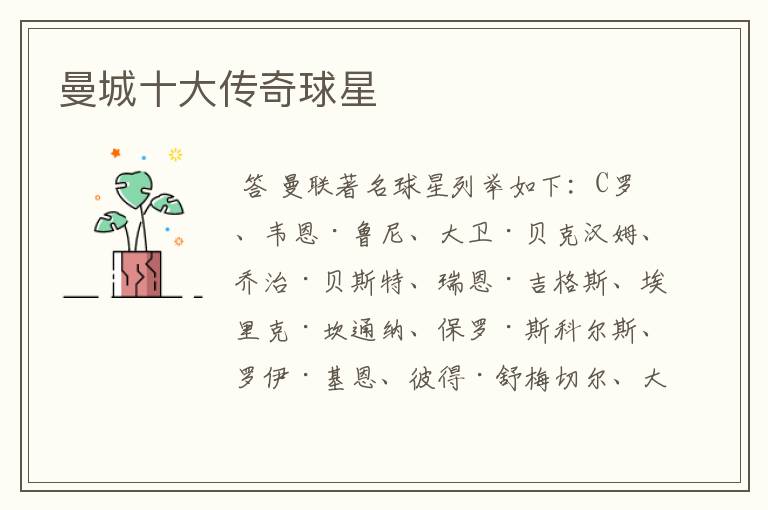 曼城十大传奇球星
