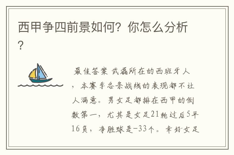 西甲争四前景如何?你怎么分析?