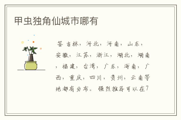 甲虫独角仙城市哪有